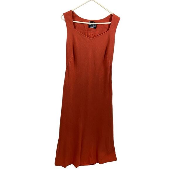 Lennie LNY New York Orange Linen Maxi Dress Sweetheart Neckline Size‎ 10 - Picture 2 of 10